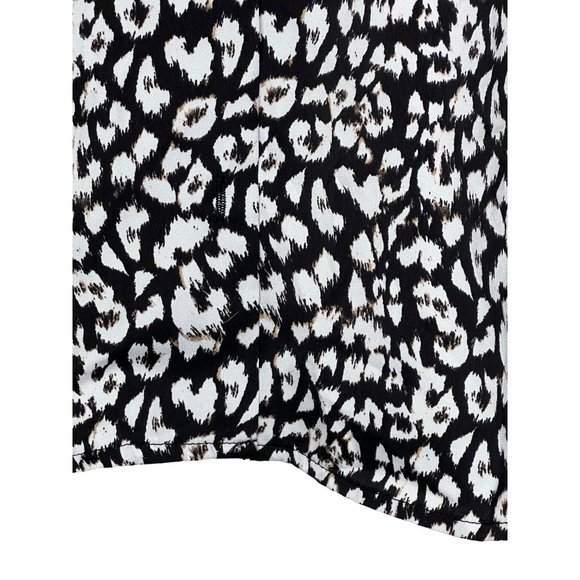 Banana Republic blouse petite XS Leopard black white long sleeve V-neck button f - Picture 13 of 14